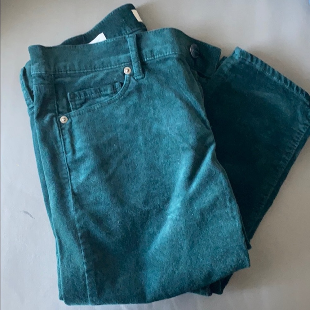Loft Modern Skinny Green Velvet Pants